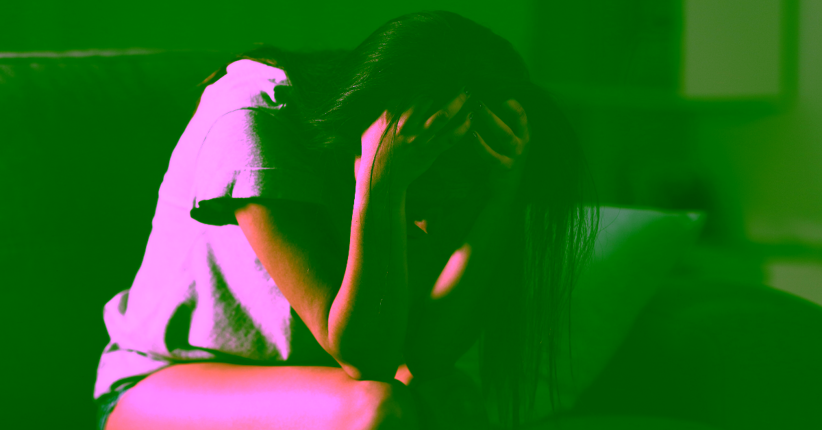 A woman with the signs of generalized anxiety disorder.