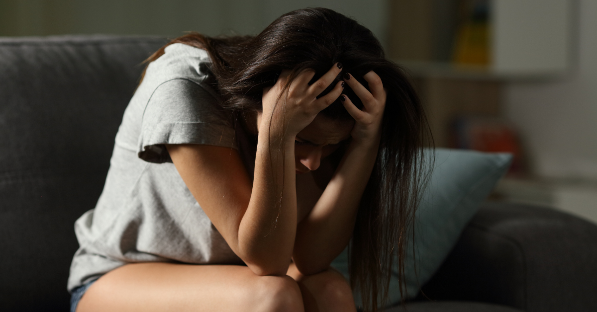A woman with the signs of generalized anxiety disorder.